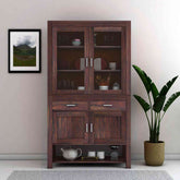 BEFREE Solid Sheesham Wood Kitchen Cabinet (Walnut Finish)